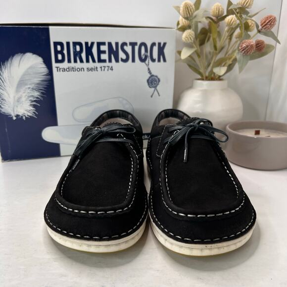 Birkenstock Pasadena Leather Nubuk Moc Toe Shoe Black Men 10/EU 43 NWB - Picture 2 of 10